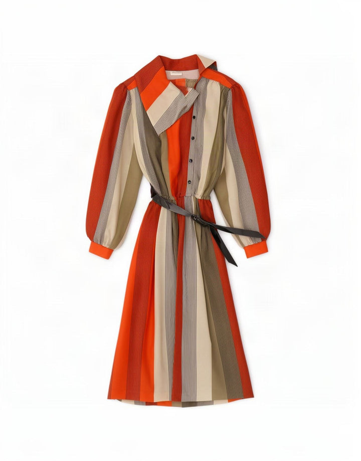 Rawe Rheda Damen-Maxikleid mit langen Ärmeln, EU 36, klein, mehrfarbig gestreift
