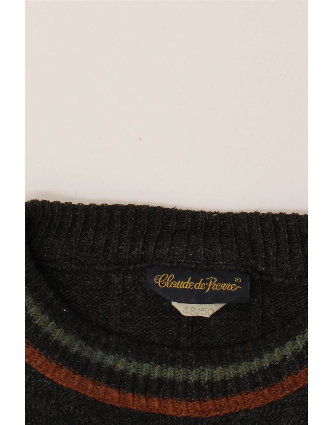 Vintage Herren Pullover mit Rundhalsausschnitt IT 48/50 Medium Navy Blue Geometrisch