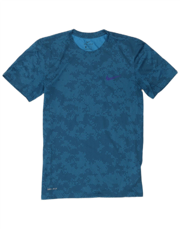 Nike Herren Dri Fit T-Shirt Top Small Blau Camouflage Polyester