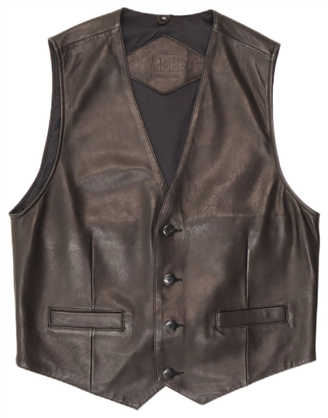 Trapper Herren Lederweste IT 48 Mittelschwarzes Leder