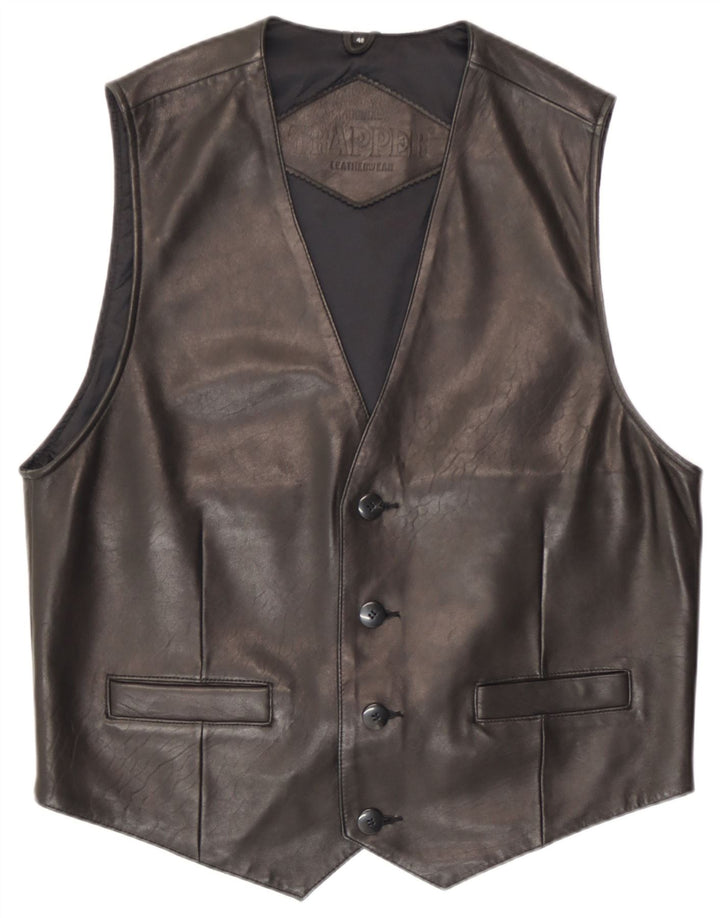 Trapper Herren Lederweste IT 48 Mittelschwarzes Leder