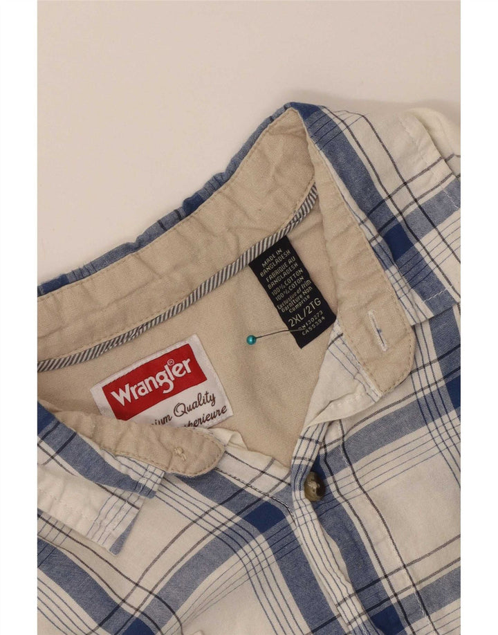 Wrangler Herrenhemd 2XL weiß kariert aus Baumwolle