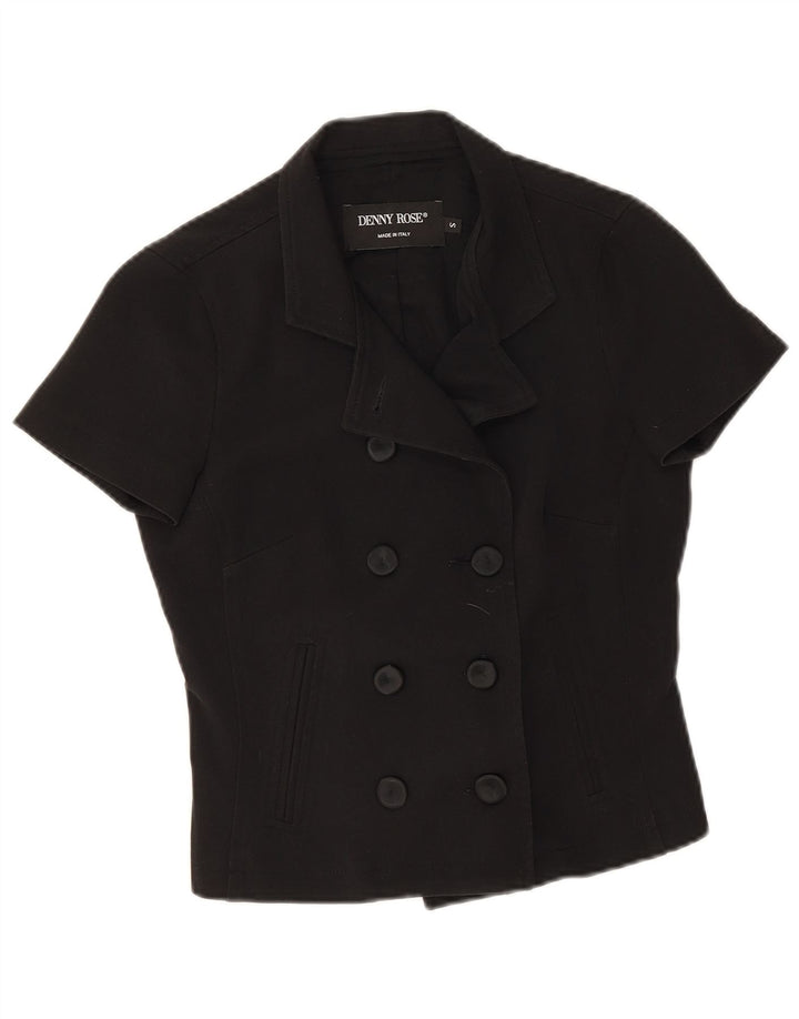 Denny Rose Damen Crop Short Sleeve Blazer Jacke UK 10 Small Schwarz