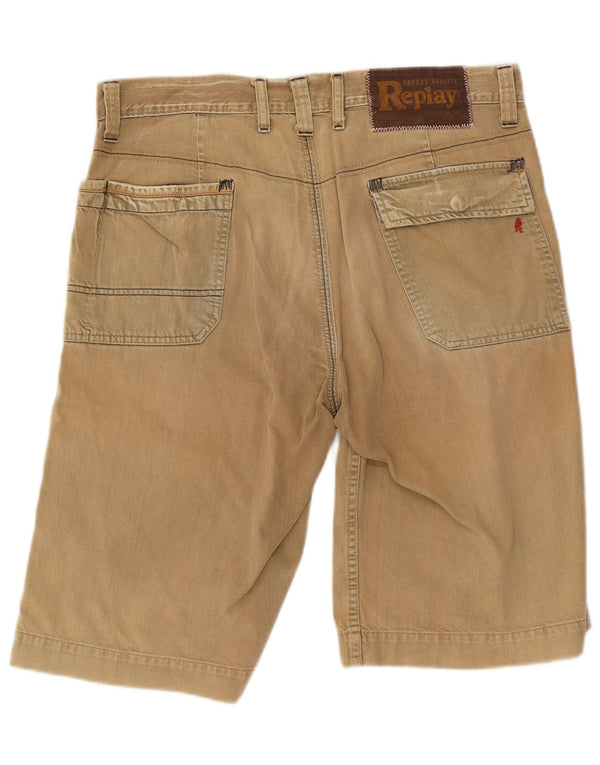 Replay Herren Bermudashorts W34 Large Beige Baumwolle