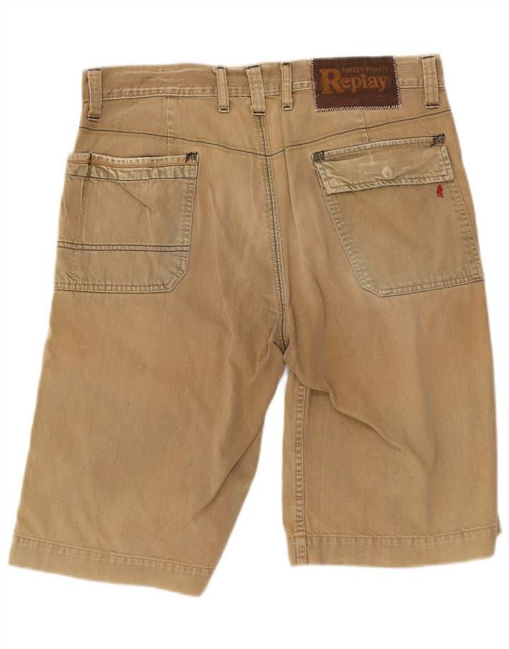 Replay Herren Bermudashorts W34 Large Beige Baumwolle