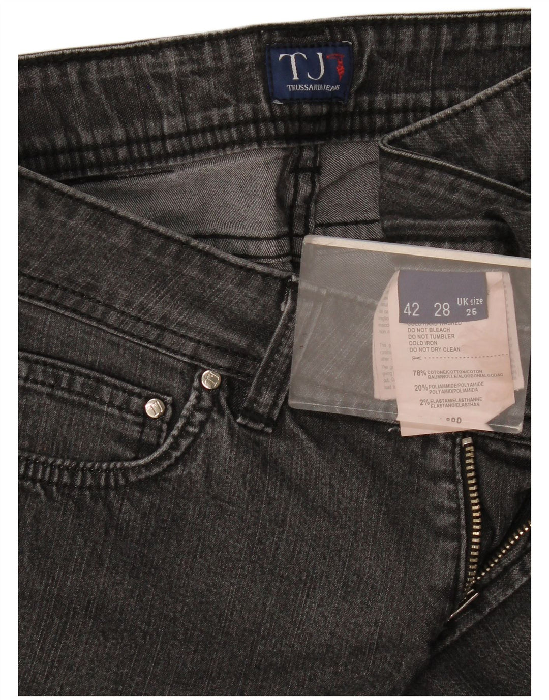 Trussardi Damen Straight Jeans W26 L27 Graue Baumwolle