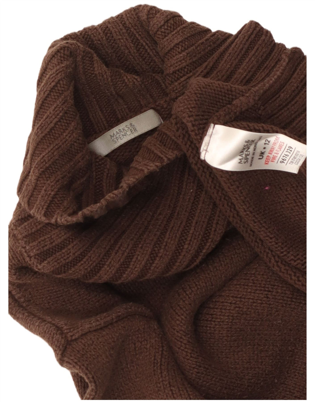 Marks & Spencer Damen Crop Rollkragenpullover Pullover UK 12 Mittelbraun
