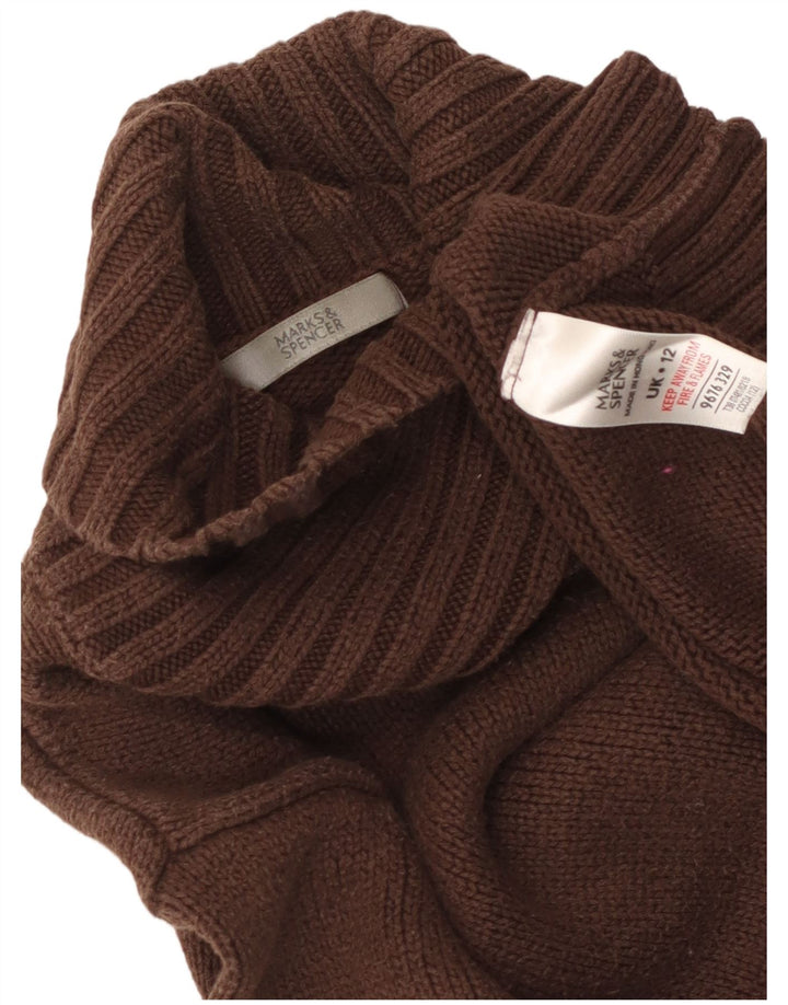 Marks & Spencer Damen Crop Rollkragenpullover Pullover UK 12 Mittelbraun