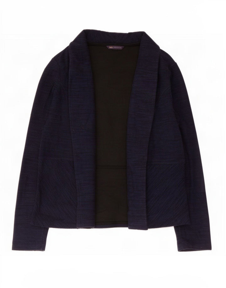 Marks & Spencer Womens Open Blazer Jacke UK 14 Große Marineblaue Baumwolle