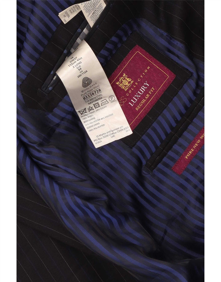 Marks & Spencer Herren-Blazer mit 2 Knöpfen, UK 44, XL, Marineblau, Nadelstreifen