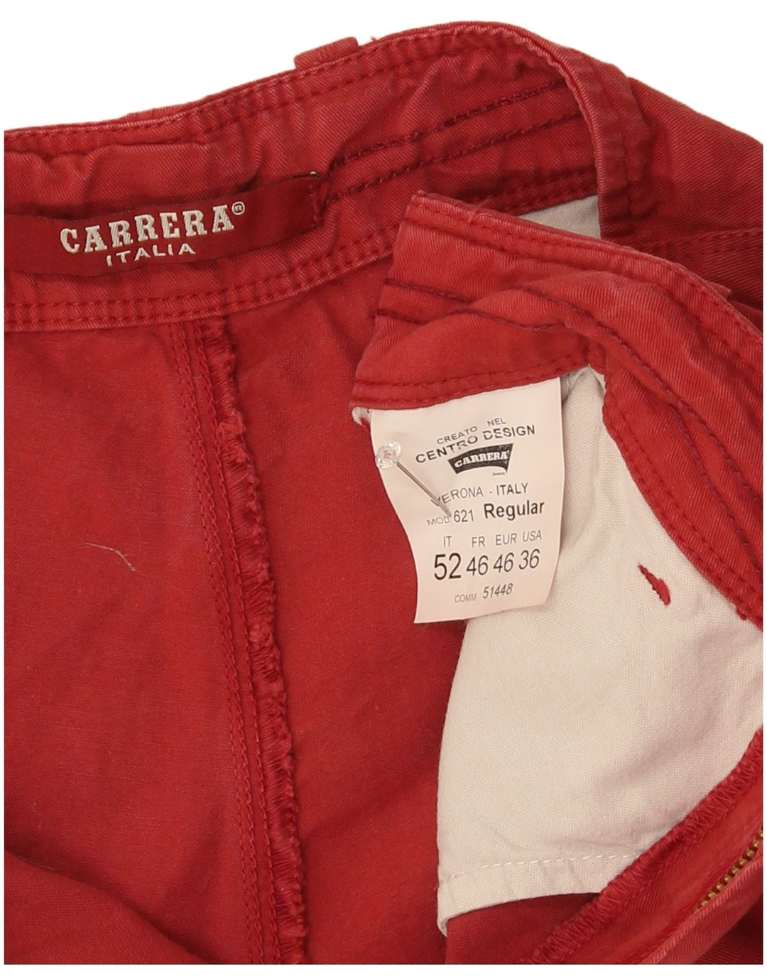 Carrera Herren Chino Shorts IT 52 XL W36 Rote Baumwolle