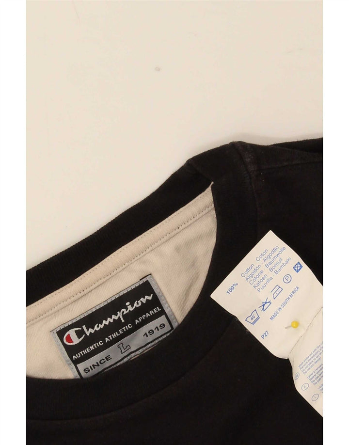 Champion Herren-Oberteil, langärmelig, groß, Baumwolle, normal, Schwarz