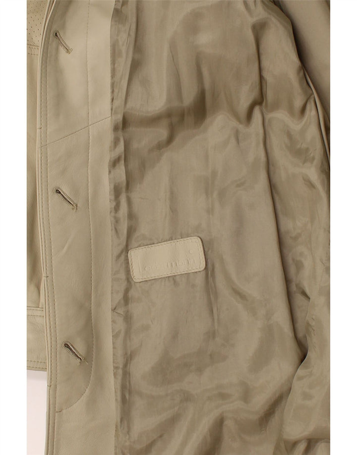 VINTAGE Damen Ledermantel UK 18 XL Beige