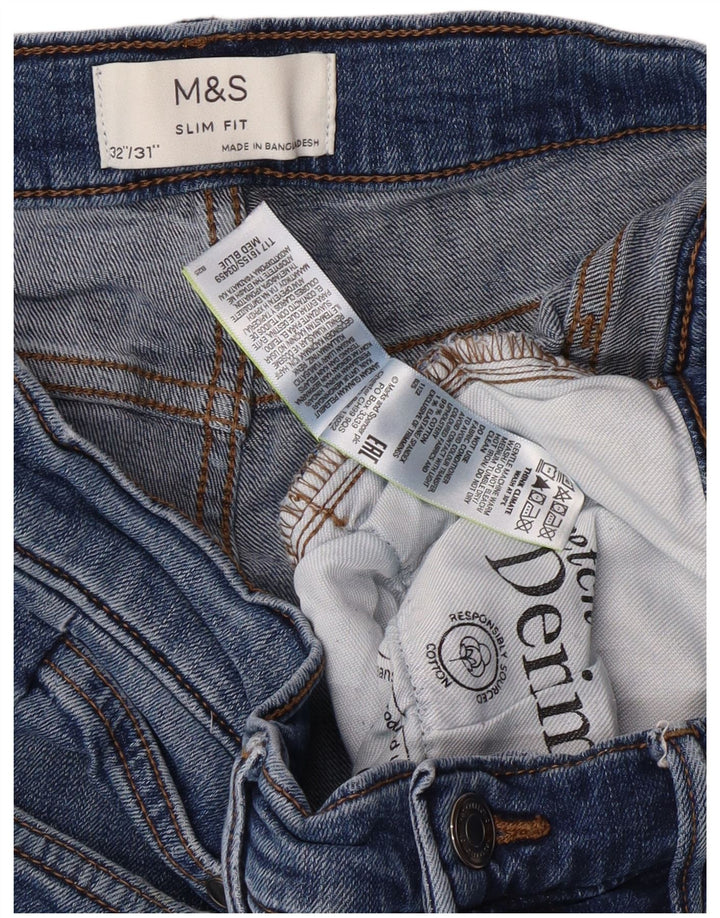 MARKS & SPENCER Slim-Jeans für Herren, W32, L29, Blau, Baumwolle, klassisch