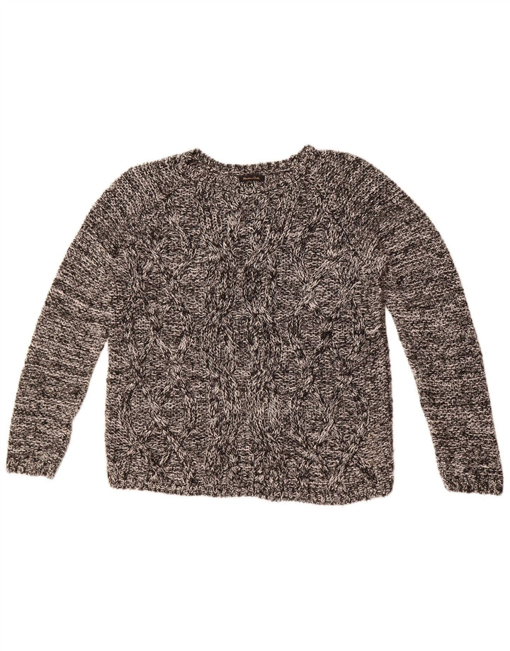 Massimo Dutti Damen-Pullover mit U-Boot-Ausschnitt, UK 14, Mittelgrau meliert