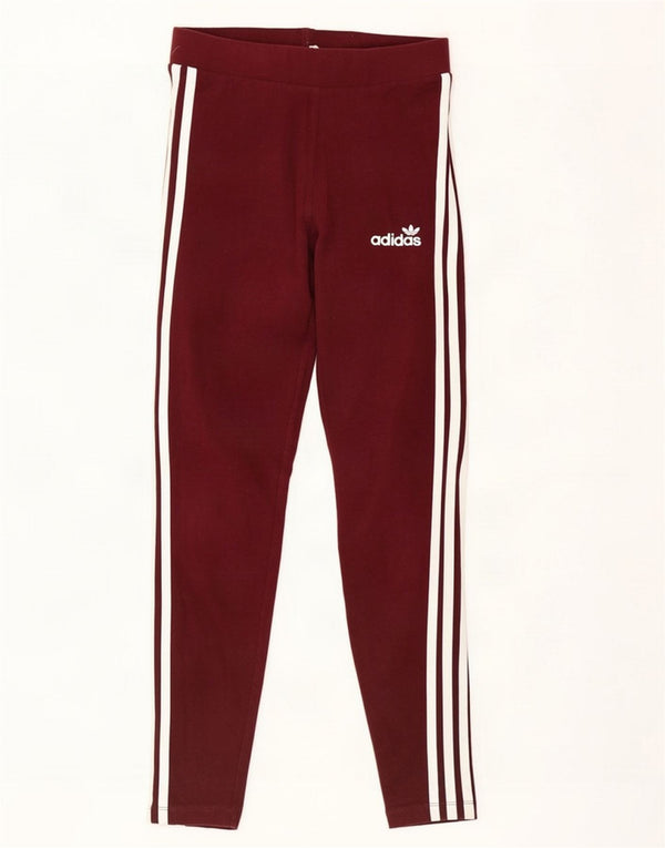 Adidas Damen Leggings UK 10 Small Burgundy Cotton