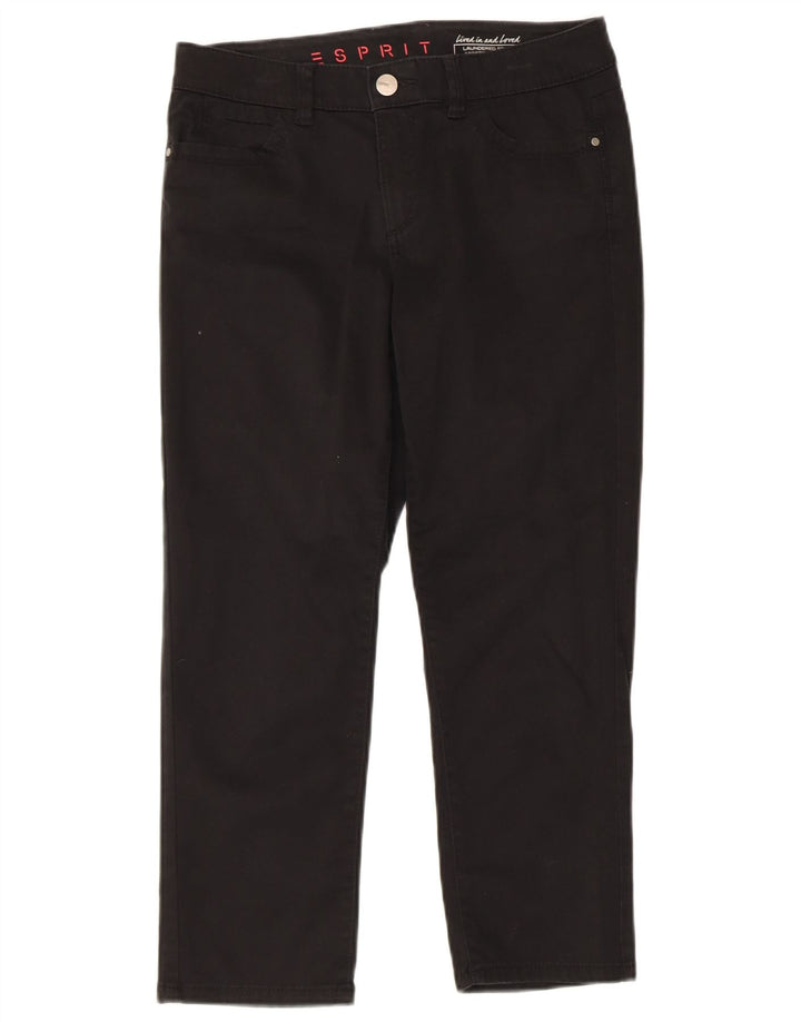 ESPRIT Womens Straight Capri Trousers UK 8 Small W30 L22 Black Cotton