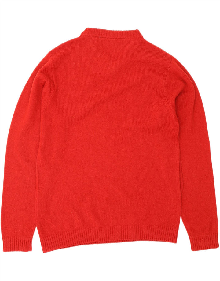 TOMMY HILFIGER Herren-Pullover mit V-Ausschnitt, kleine rote Lammwolle
