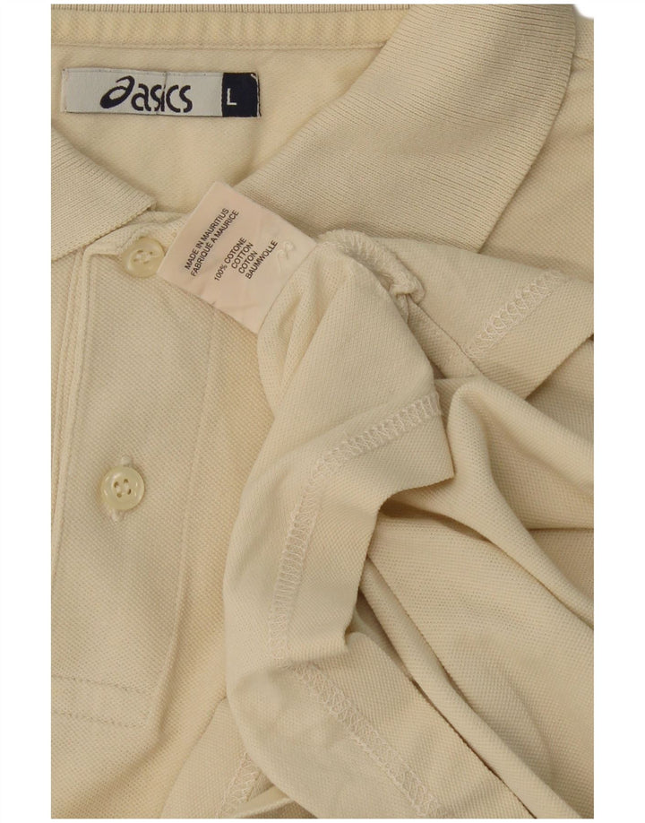 ASICS Mens Polo Shirt Large Beige Cotton