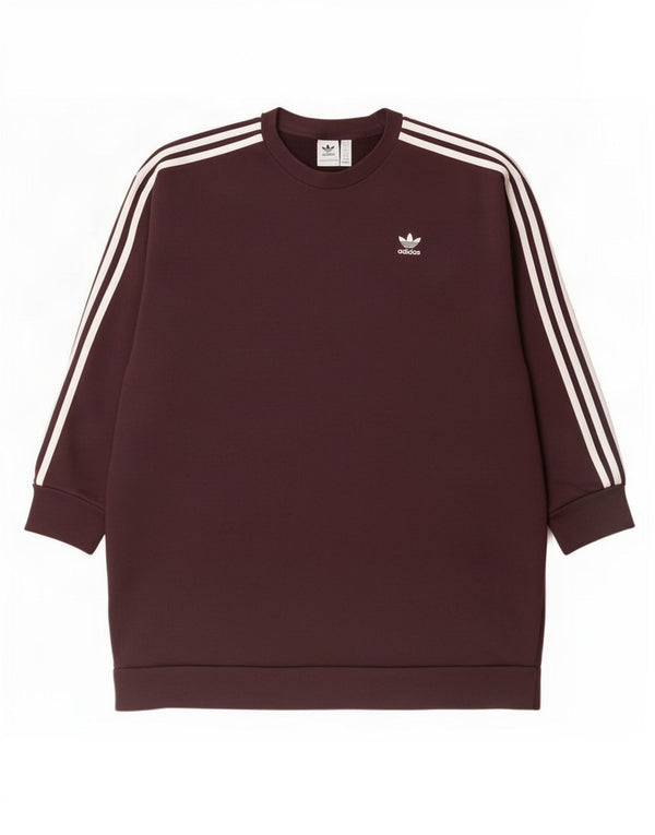 Adidas Damen Übergroßes Sweatshirt-Pullover-Kleid UK 12 Medium Burgund