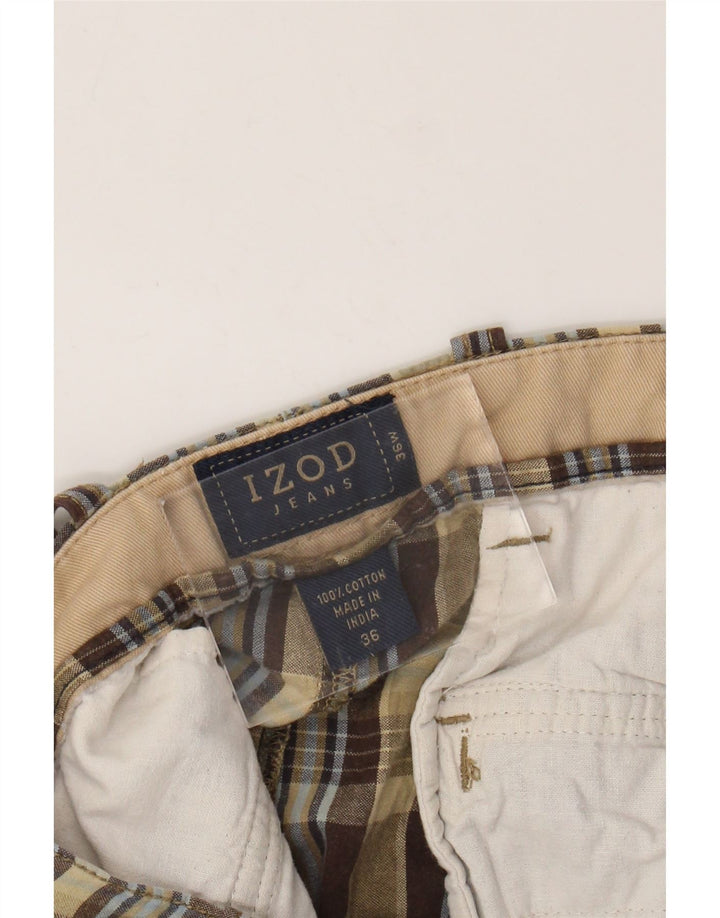 Izod Herren-Chinoshorts W36, groß, grün kariert, Baumwolle