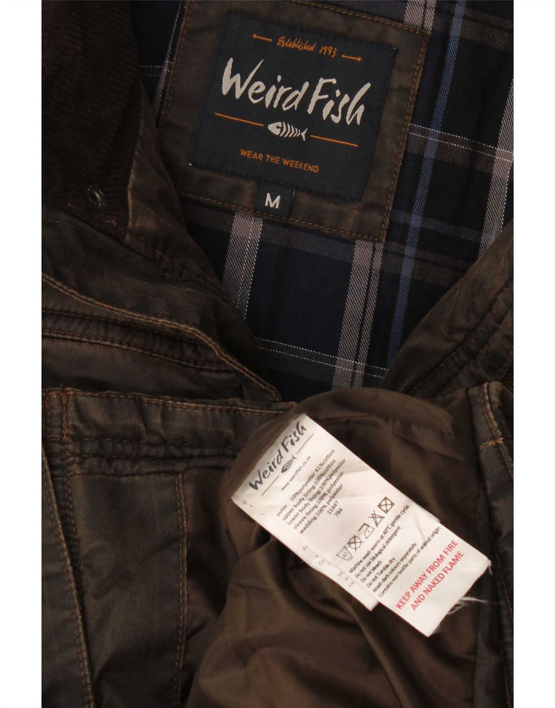 Weird Fish Wattierte Herrenjacke UK 38 Mittelbraunes Polyester