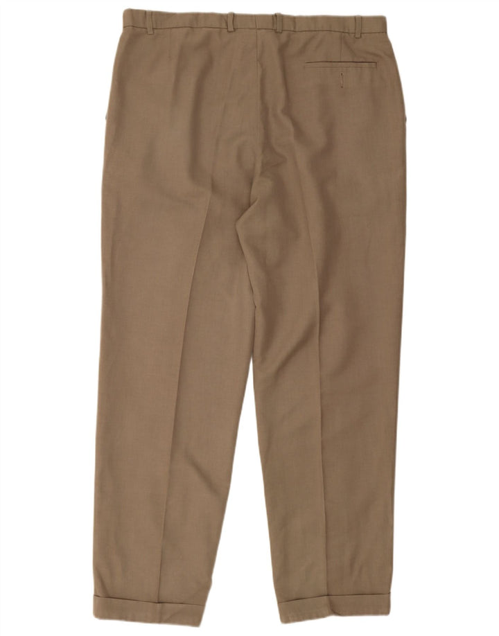 Marks & Spencer Mens Pegged Suit Hose W40 L32 Khaki Polyester