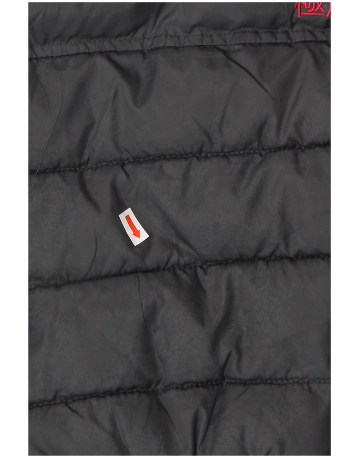 SUPERDRY Wattierte Damenweste mit Kapuze, UK 14, mittelgraues Polyester