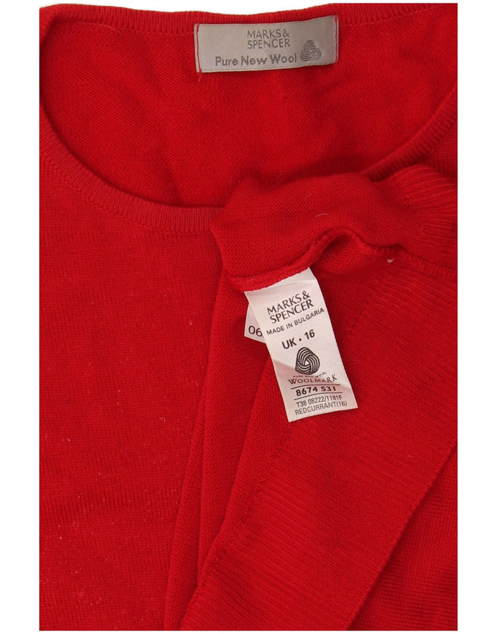 Marks & Spencer Damen-Pullover mit U-Boot-Ausschnitt, UK 16, Größe L, rote Wolle