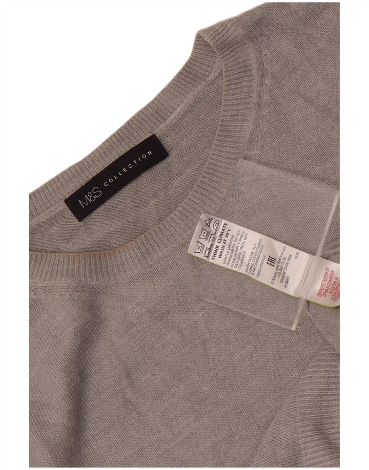 Marks & Spencer Damen-Pullover mit Rundhalsausschnitt, Gr. 40, Größe L, Grau, Acryl