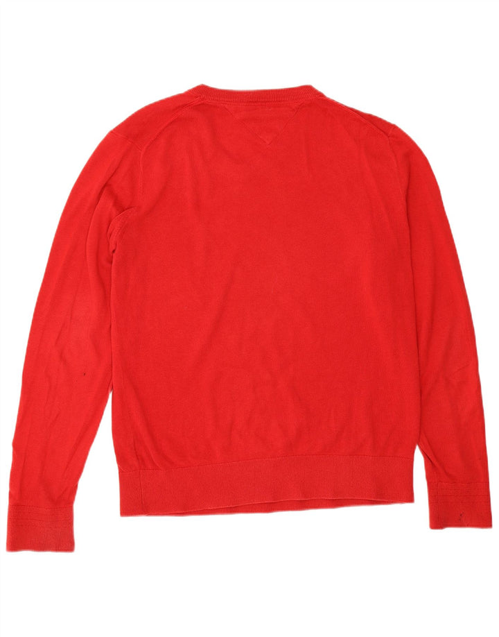 Tommy Hilfiger Herren-Pullover mit V-Ausschnitt, Größe S, Rot
