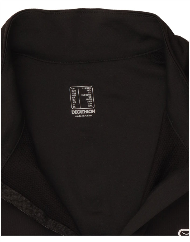 Decathlon Herren-Pullover-Trainingsanzugoberteil mit Reißverschluss, XL, Schwarz, Farbblock