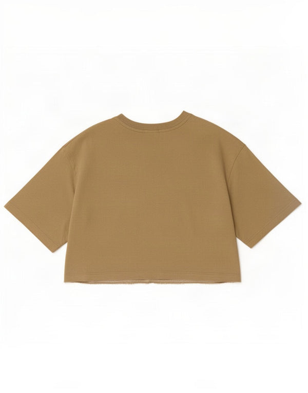 Nike Damen Crop Graphic T-Shirt Top UK 10 Small Khaki Baumwolle