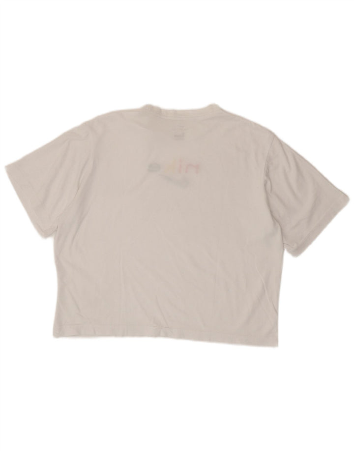 Nike Damen Dri Fit Übergroßes Grafik-T-Shirt-Oberteil UK 10 Small Weiß