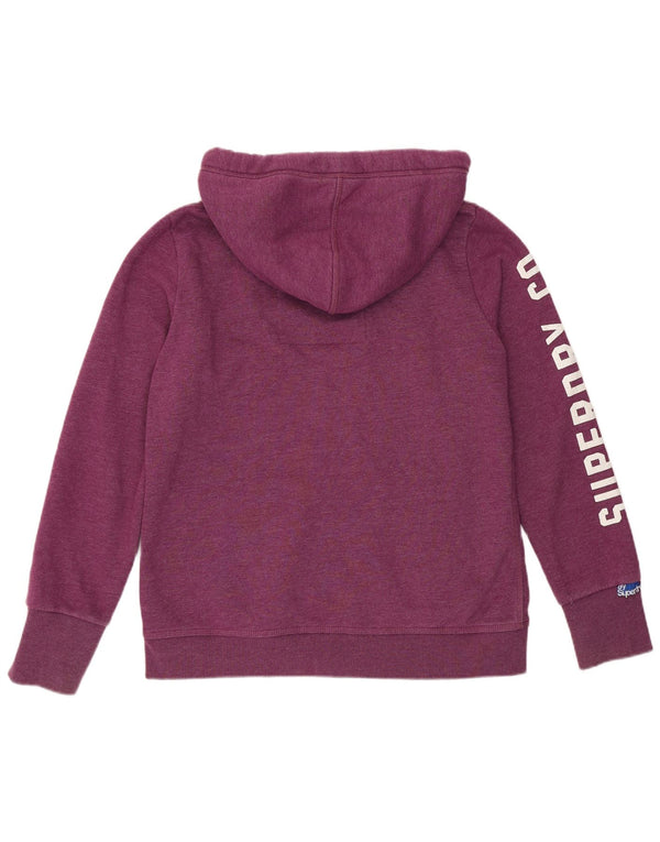 Superdry Damen Graphic Zip Hoodie Pullover UK 18 XL Lila Baumwolle