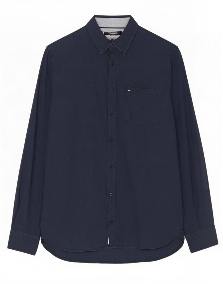 Tommy Hilfiger Herrenhemd Mittelmarineblaues Leinen