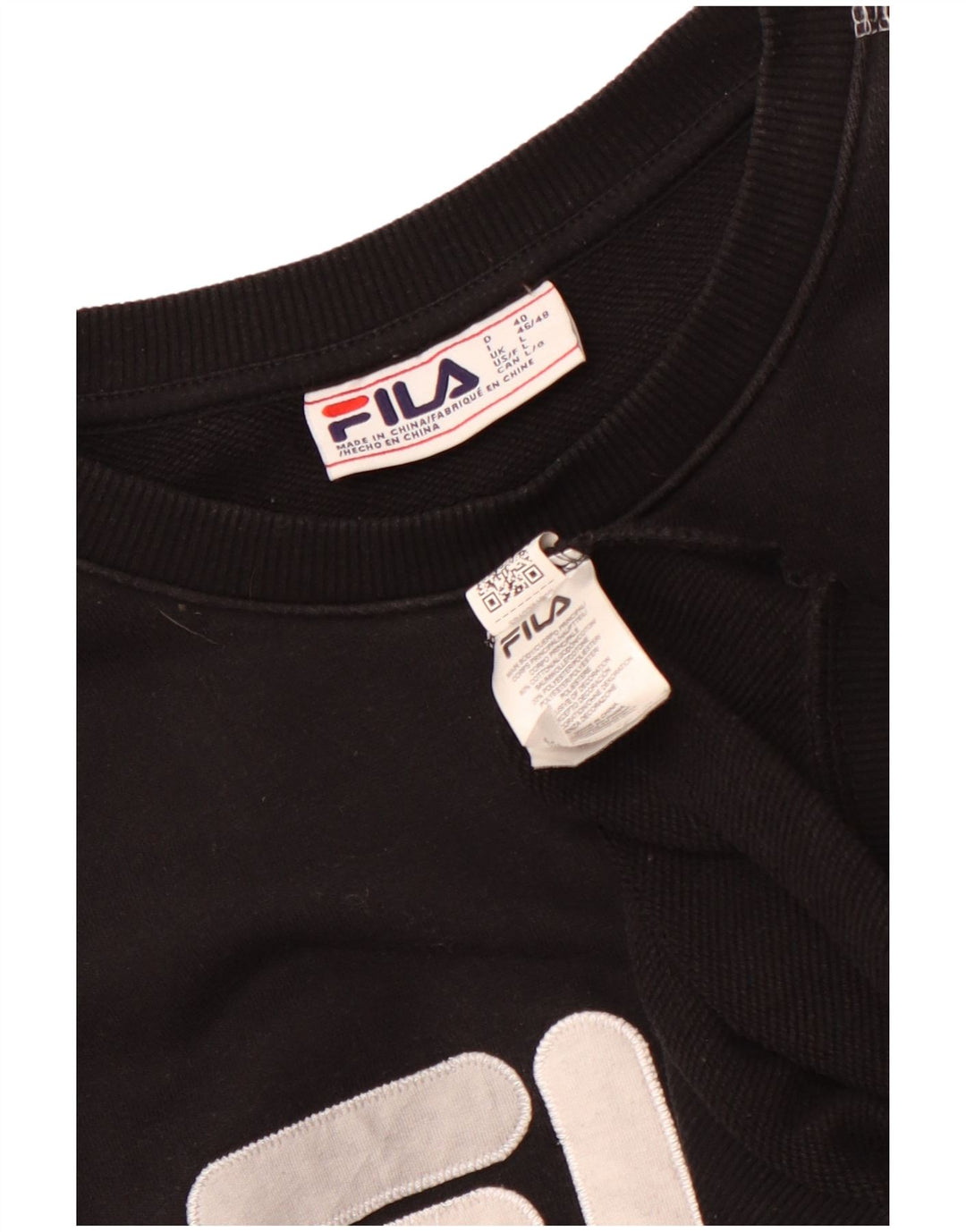 Fila Damen Grafik-Sweatshirt-Pullover UK 16 Große schwarze Baumwolle