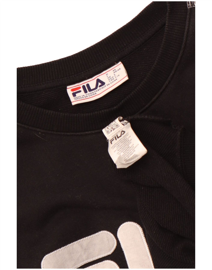 Fila Damen Grafik-Sweatshirt-Pullover UK 16 Große schwarze Baumwolle