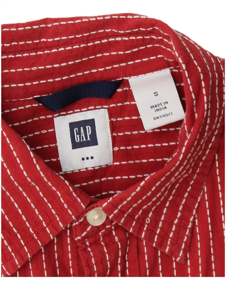 Gap Herren-Kurzarmhemd, klein, rot gestreift, Baumwolle