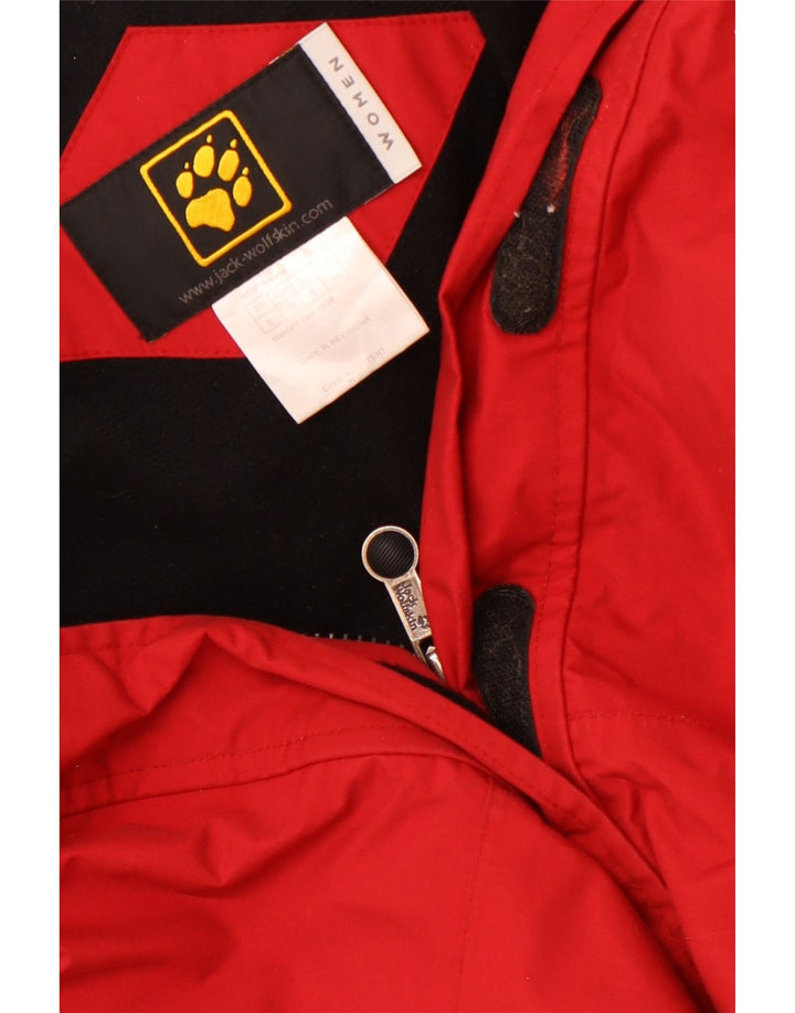 Jack Wolfskin Damen-Windbreakerjacke mit Kapuze, UK 10, Größe S, Rot, Farbblock