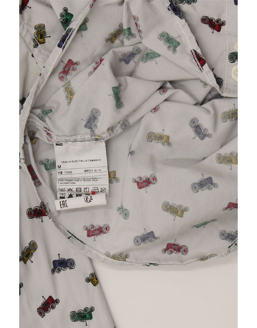 BENETTON Mens Abstract Pattern Shirt Medium White Vintage Benetton and Second-Hand Benetton from Messina Hembry 