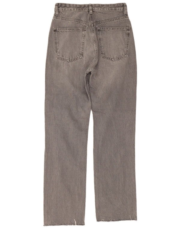 Zara Damen-Jeans mit hoher Taille, gerade, EU 36, XS, B26, L29, graue Baumwolle