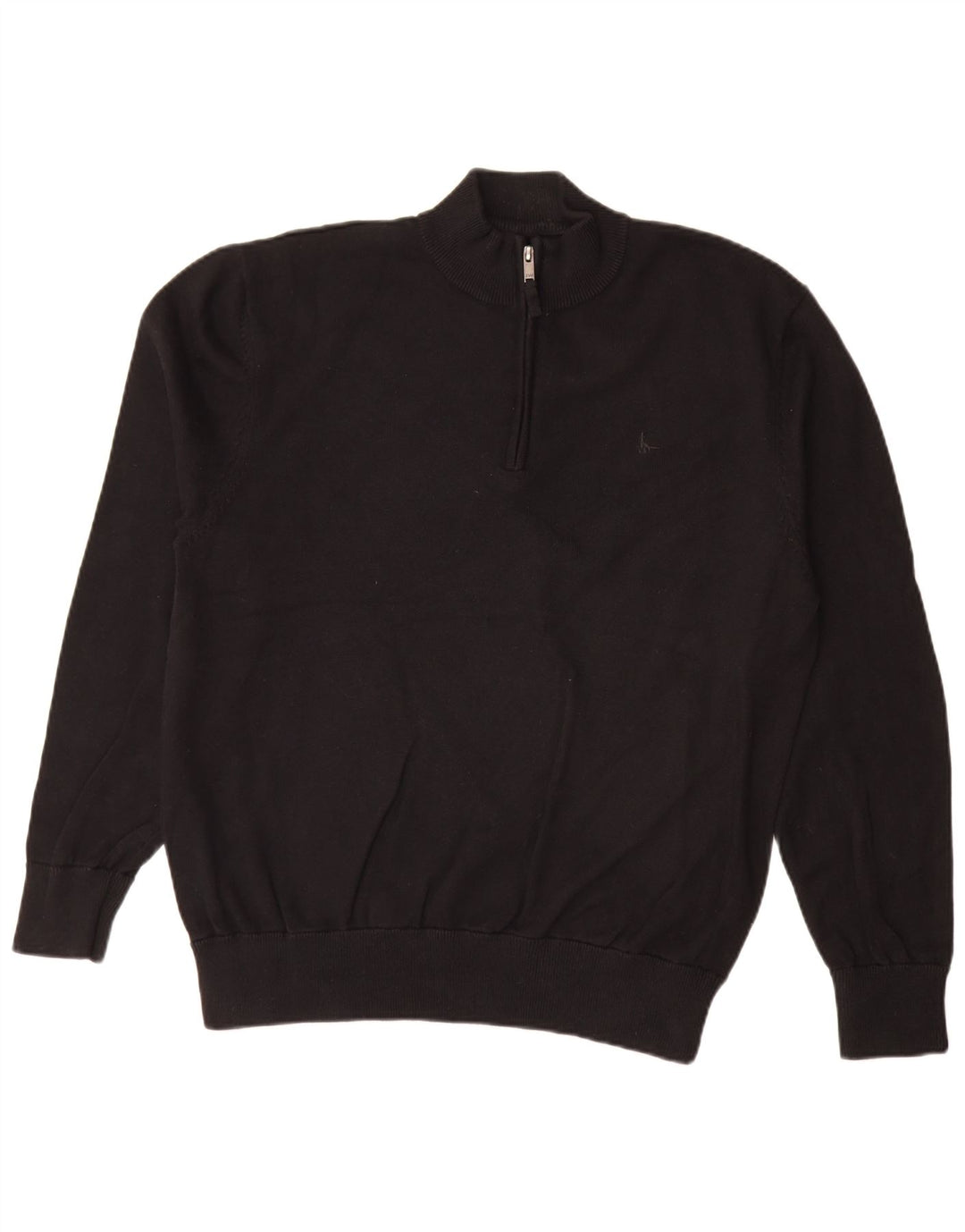 Jack Wills Herren-Pullover mit Reißverschluss am Hals, XL, schwarze Baumwolle