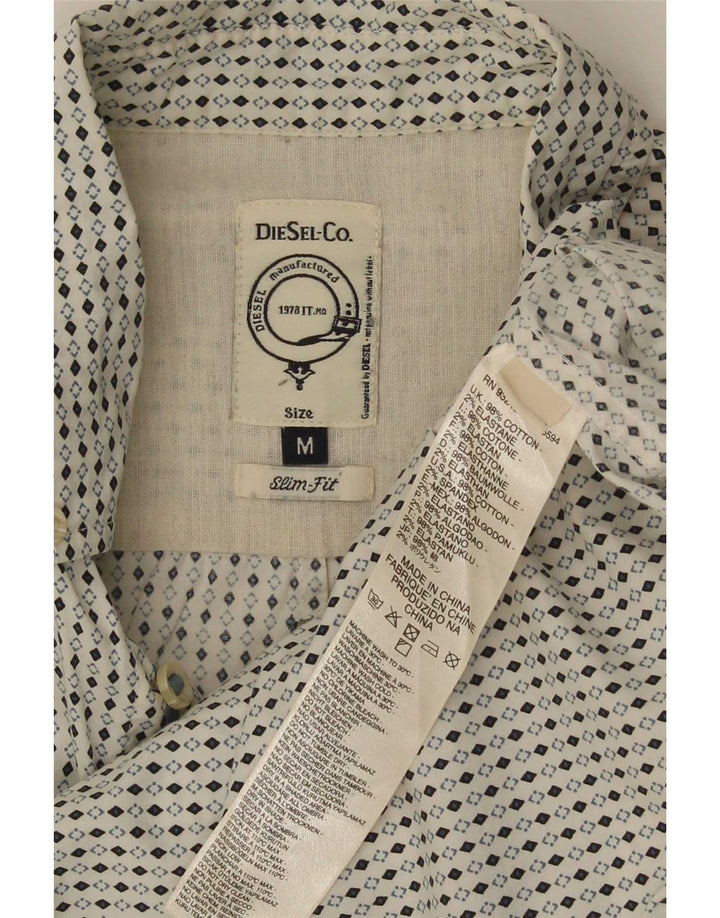 Diesel Slim-Fit-Hemd für Herren, mittelweiße Argyle-/Diamant-Baumwolle
