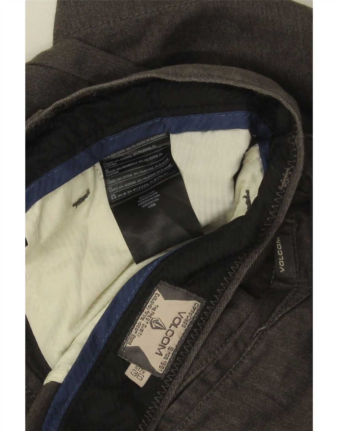 Volcom Herren Chinoshorts W36 Große graue Baumwolle