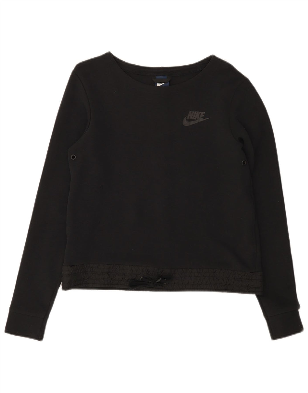 Nike Damen Crop Sweatshirt Pullover UK 10 Small Schwarz Baumwolle