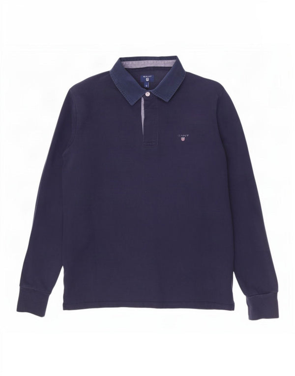Gant Herren-Langarm-Poloshirt, groß, marineblau, Baumwolle