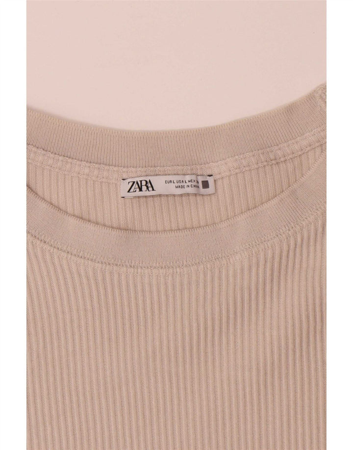 Zara Herren-Oberteil, langärmelig, groß, beige, Polyester