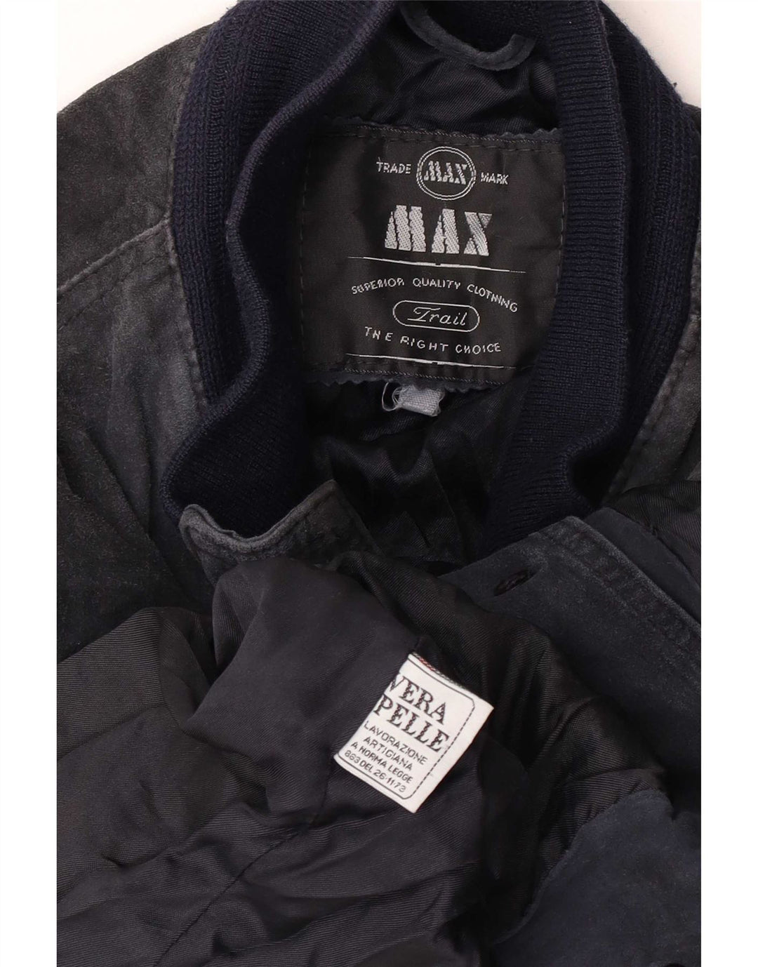 Max Wildleder-Bomberjacke für Herren, UK 38, mittelmarineblaues Leder