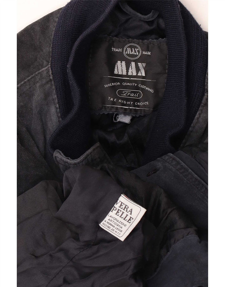 Max Wildleder-Bomberjacke für Herren, UK 38, mittelmarineblaues Leder